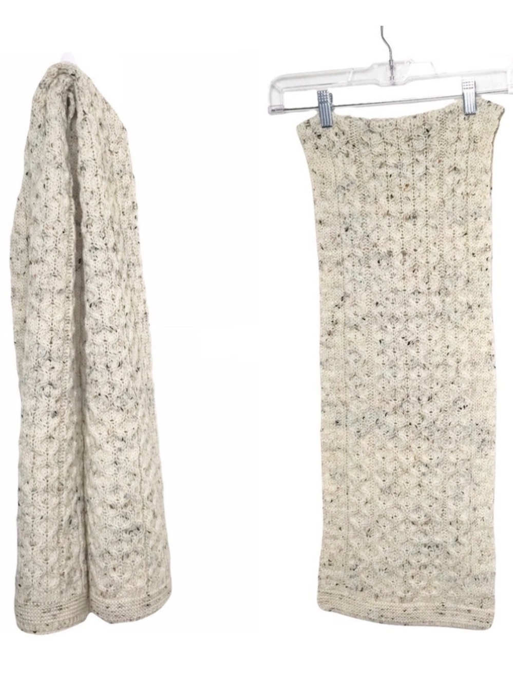 Aran Crafts 100% Wool Cream Flecked Knit Scarf